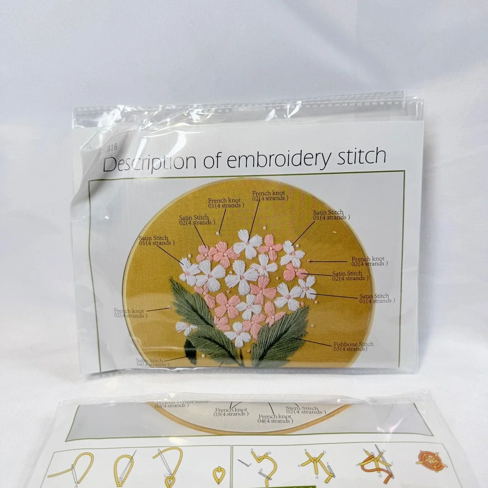Reewisly Embroidery Kit Unisex OS Multicolor 4-Pack Floral Patterns Hoops Tools